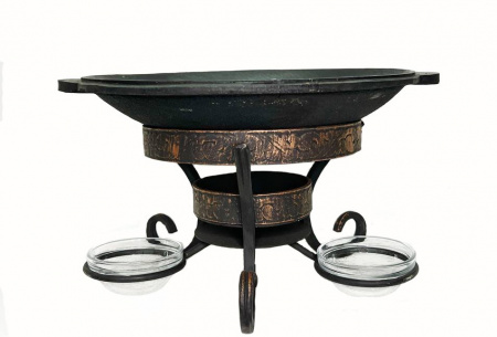 Садж чугунный 35 см + Подставка под садж "Шелковый путь" премиум